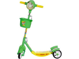 Noddy Deluxe 3 Wheel Adjustable Height Kids Scooter with Storage Basket , Horn and LED Lights , Weight Capacity 40 kgs (Green) 